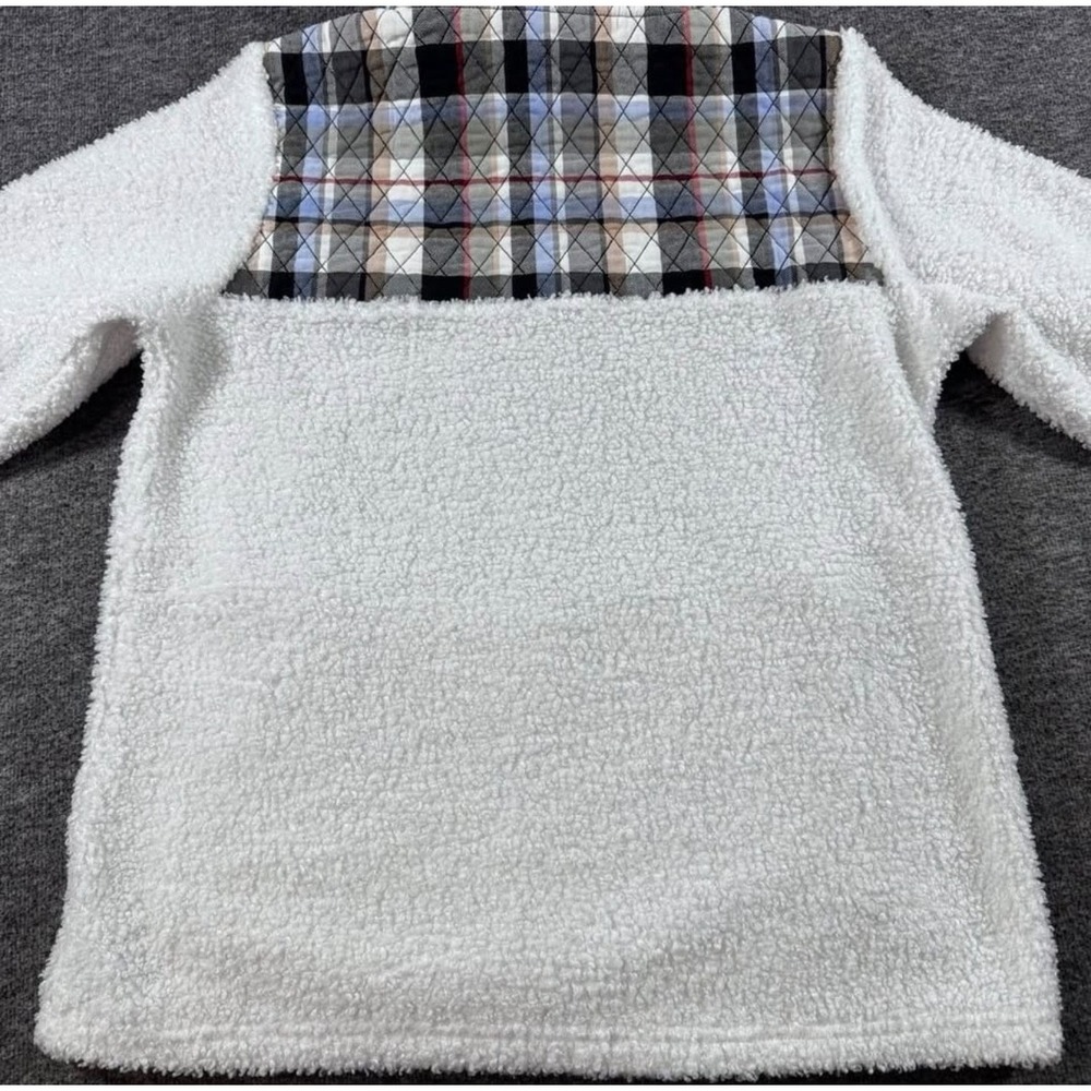 Vera Bradley Womens White Sherpa Fleece Plaid Quilted Half Zip Pullover Small - Picture 6 of 8